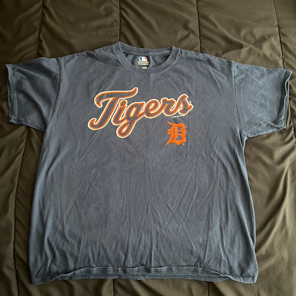Detroit Tigers baseball shirt.